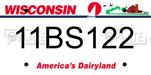 11BS122 Wisconsin License Plate