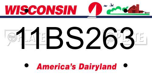 11BS263 Wisconsin License Plate
