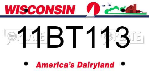 11BT113 Wisconsin License Plate