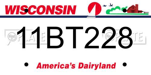 11BT228 Wisconsin License Plate