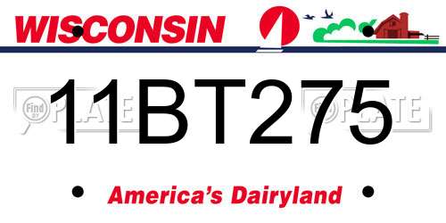 11BT275 Wisconsin License Plate