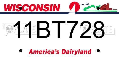 11BT728 Wisconsin License Plate