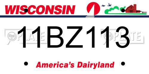 11BZ113 Wisconsin License Plate
