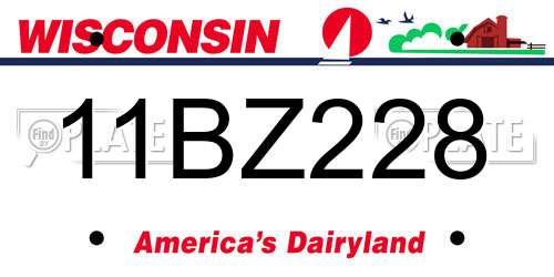 11BZ228 Wisconsin License Plate