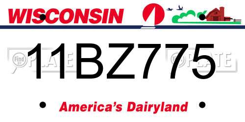 11BZ775 Wisconsin License Plate
