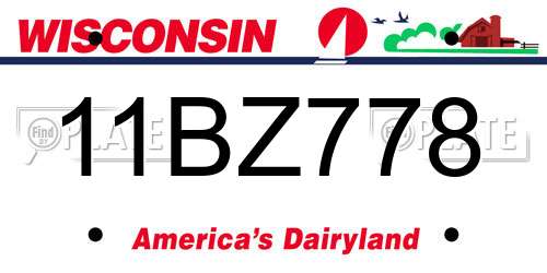 11BZ778 Wisconsin License Plate