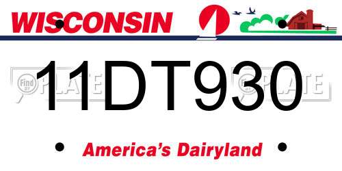 11DT930 Wisconsin License Plate