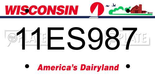 11ES987 Wisconsin License Plate