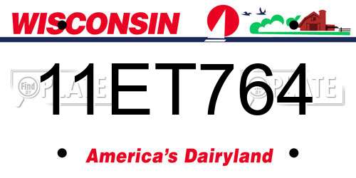 11ET764 Wisconsin License Plate