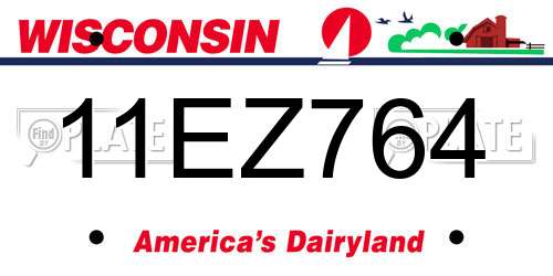 11EZ764 Wisconsin License Plate