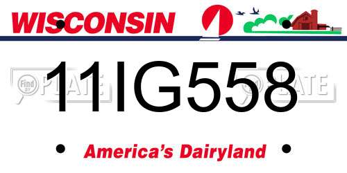 11IG558 Wisconsin License Plate