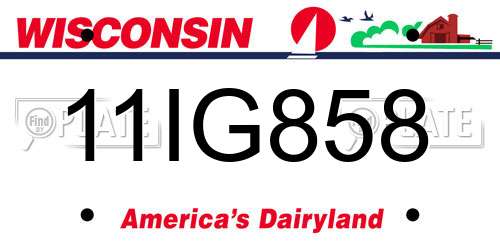 11IG858 Wisconsin License Plate