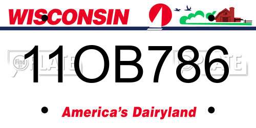 11OB786 Wisconsin License Plate
