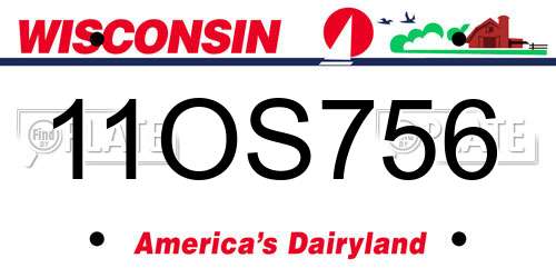 11OS756 Wisconsin License Plate