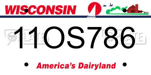 11OS786 Wisconsin License Plate