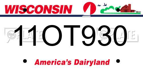 11OT930 Wisconsin License Plate