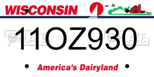 11OZ930 Wisconsin License Plate