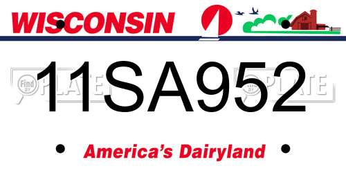 11SA952 Wisconsin License Plate