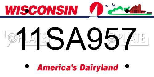 11SA957 Wisconsin License Plate