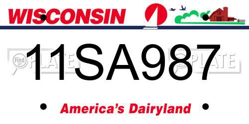 11SA987 Wisconsin License Plate