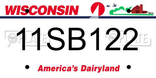 11SB122 Wisconsin License Plate