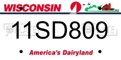 11SD809 Wisconsin License Plate