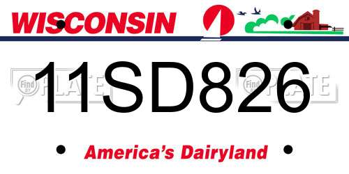 11SD826 Wisconsin License Plate