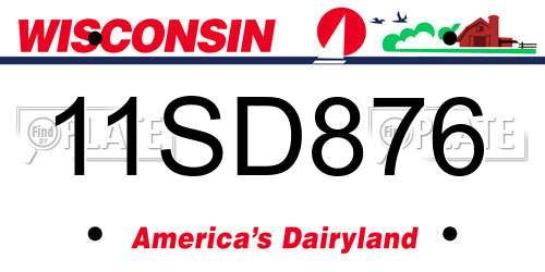 11SD876 Wisconsin License Plate