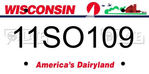11SO109 Wisconsin License Plate