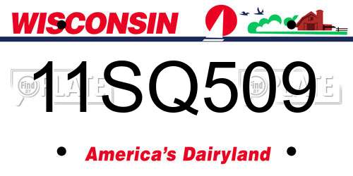 11SQ509 Wisconsin License Plate