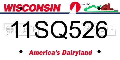 11SQ526 Wisconsin License Plate