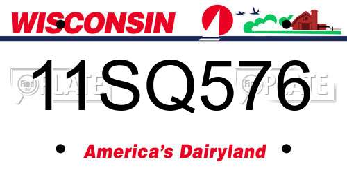 11SQ576 Wisconsin License Plate