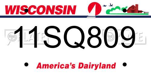 11SQ809 Wisconsin License Plate