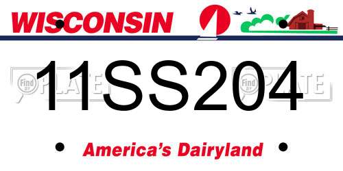 11SS204 Wisconsin License Plate