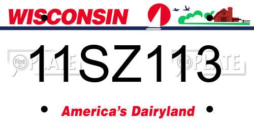 11SZ113 Wisconsin License Plate