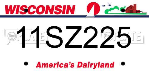 11SZ225 Wisconsin License Plate