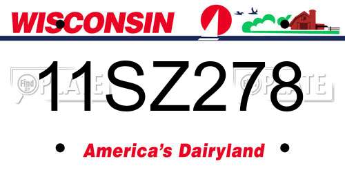 11SZ278 Wisconsin License Plate