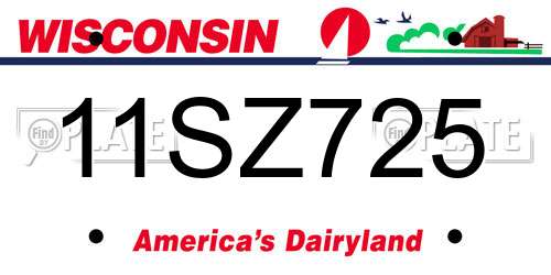 11SZ725 Wisconsin License Plate