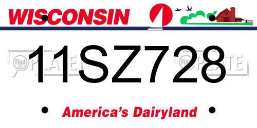 11SZ728 Wisconsin License Plate