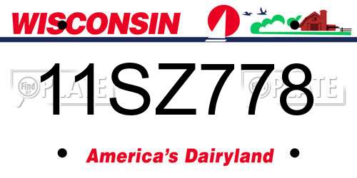 11SZ778 Wisconsin License Plate