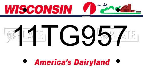 11TG957 Wisconsin License Plate