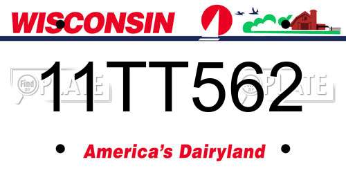 11TT562 Wisconsin License Plate