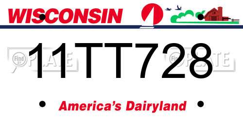 11TT728 Wisconsin License Plate