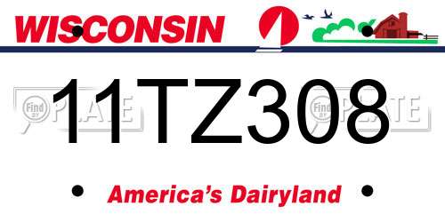11TZ308 Wisconsin License Plate
