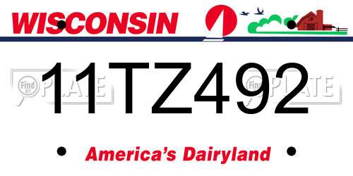 11TZ492 Wisconsin License Plate