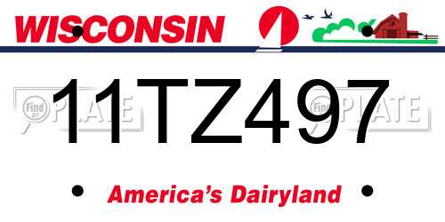 11TZ497 Wisconsin License Plate