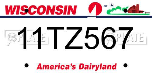 11TZ567 Wisconsin License Plate