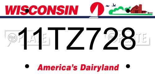 11TZ728 Wisconsin License Plate