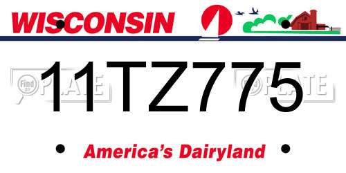 11TZ775 Wisconsin License Plate
