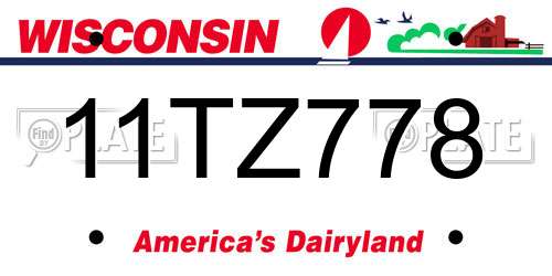 11TZ778 Wisconsin License Plate